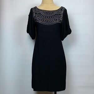 Bisou Bisou metallic embellished black dress, size 4